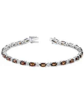 Smoky Quartz (5-3/4 ct. t.w.) & White Topaz (7/8 ct. t.w.) Link Bracelet in Sterling Silver