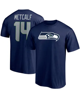 Men's Dk Metcalf College Navy Seattle Seahawks Player Icon Name and Number T-shirt