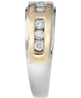 Men's Diamond Two-Tone Band (1/2 ct. t.w.) in 10k Gold & White Gold - Two