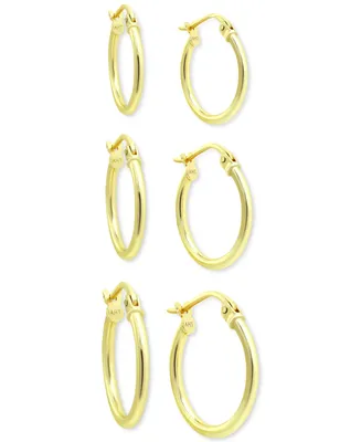 Giani Bernini 3-Pc. Set Polished Round Hoop Earrings, Created for Macy's