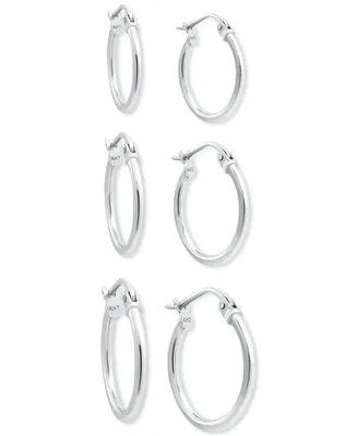 Giani Bernini 3-Pc. Set Polished Round Hoop Earrings, Created for Macy's