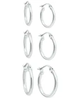 Giani Bernini 3-Pc. Set Polished Round Hoop Earrings, Created for Macy's