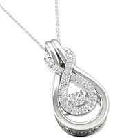 Twinkling Diamond Star Diamond Infinity Teardrop 18" Pendant Necklace (1/5 ct. t.w.) in 10k White Gold