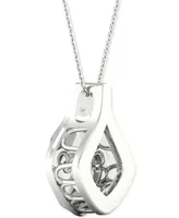 Twinkling Diamond Star Diamond Framed Solitaire 18" Pendant Necklace (1/5 ct. t.w.) in 10k White Gold