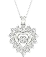 Twinkling Diamond Star Diamond Heart 18" Pendant Necklace (1/2 ct. t.w.) in 10k White Gold