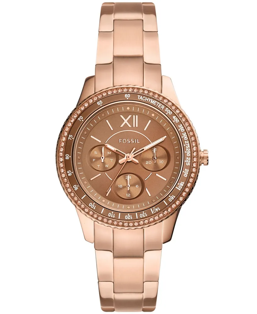 Fossil Women's Sport Multifunction Rose Gold Tone Stainless Steel Bracelet Watch 37mm