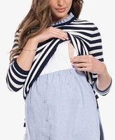 Seraphine Women's Cotton Maternity Nursing Sweater with Detachable Collar