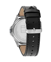 Tommy Hilfiger Men's Black Leather Strap Watch 44mm