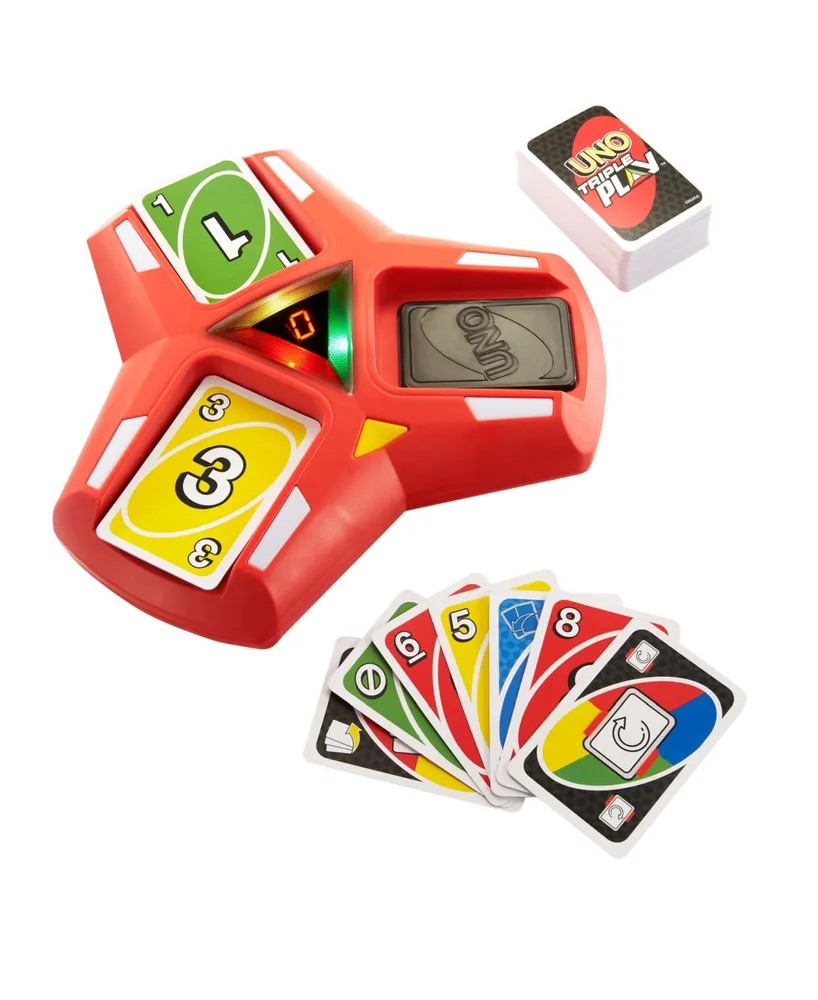 Uno Triple Play Card Game, Game for Family Night, Lights and Sounds