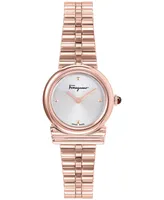 Salvatore Ferragamo Women's Swiss Gancini Rose Gold Ion Plated Bracelet Watch 23mm