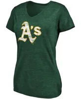 Women's Plus Size Heathered Green Oakland Athletics Core Weathered Tri-Blend V-Neck T-shirt