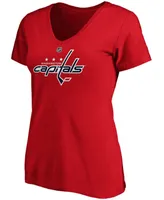 Women's Tom Wilson Red Washington Capitals Authentic Stack Name and Number V-Neck T-shirt