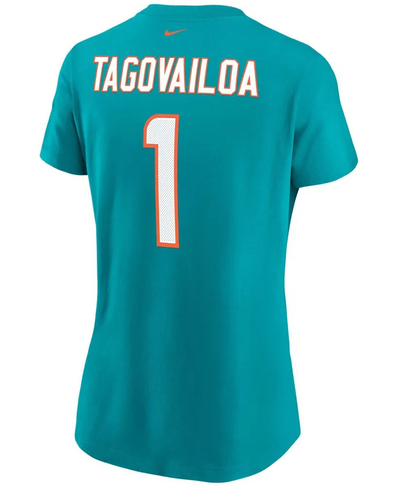 Women's Tua Tagovailoa Aqua Miami Dolphins Name Number T-shirt