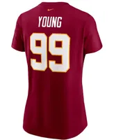 Women's Chase Young Burgundy Washington Football Team Name Number T-shirt