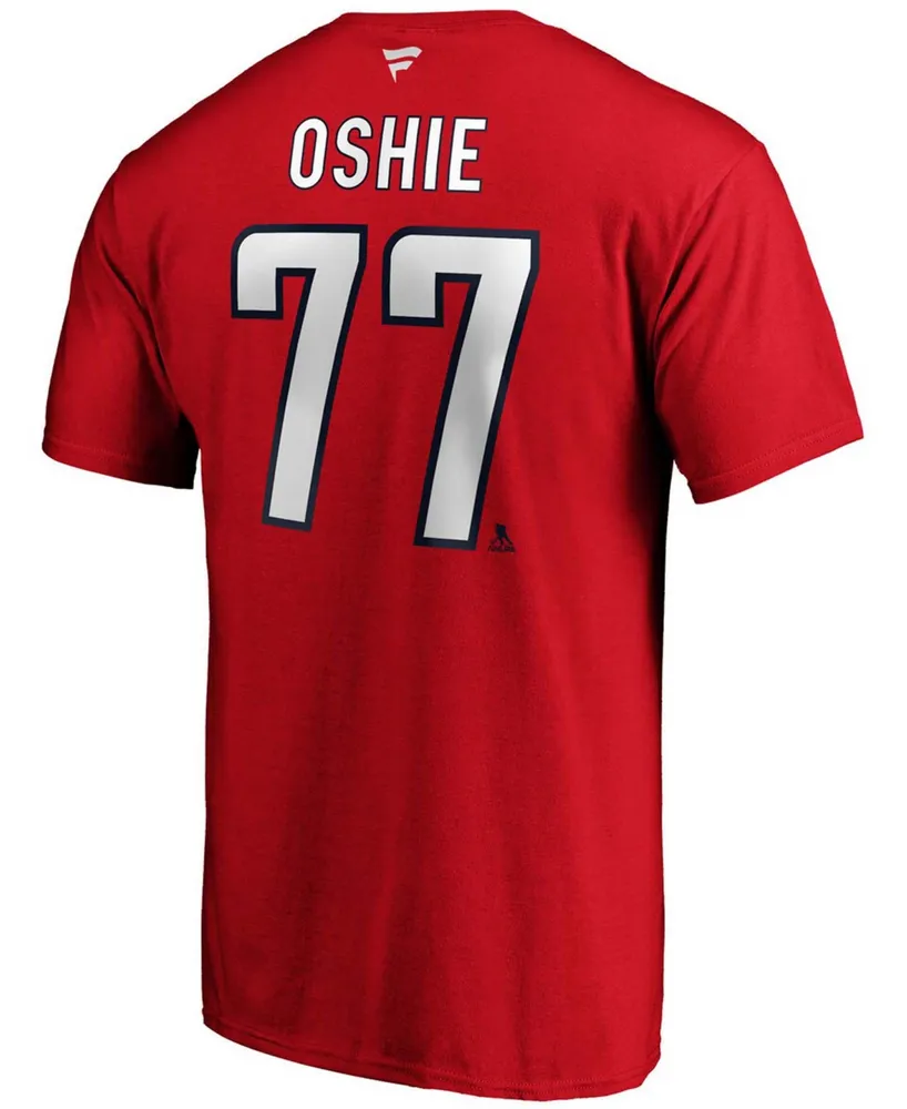 Men's Tj Oshie Red Washington Capitals Team Authentic Stack Name and Number T-shirt
