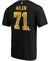 Men's Evgeni Malkin Black Pittsburgh Penguins Team Authentic Stack Name and Number T-shirt