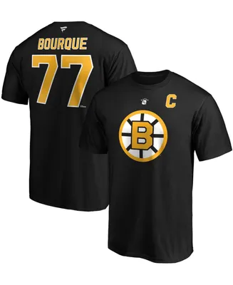 Men's Ray Bourque Black Boston Bruins Authentic Stack Retired Player Name and Number T-shirt