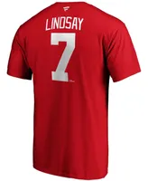 Men's Ted Lindsay Red Detroit Red Wings Authentic Stack Retired Player Name and Number T-shirt