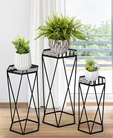 Glitzhome Modern Hexagon Plant Stand, Set of 3