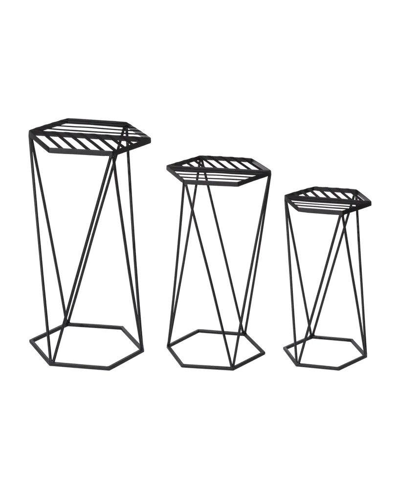 Glitzhome Modern Hexagon Plant Stand, Set of 3