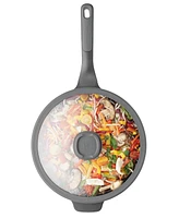 BergHOFF Leo Stone+ Nonstick Ceramic 11" Wok Pan with Lid, 4.6qt