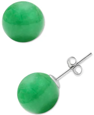 Dyed Jade Stud Earrings in Sterling Silver