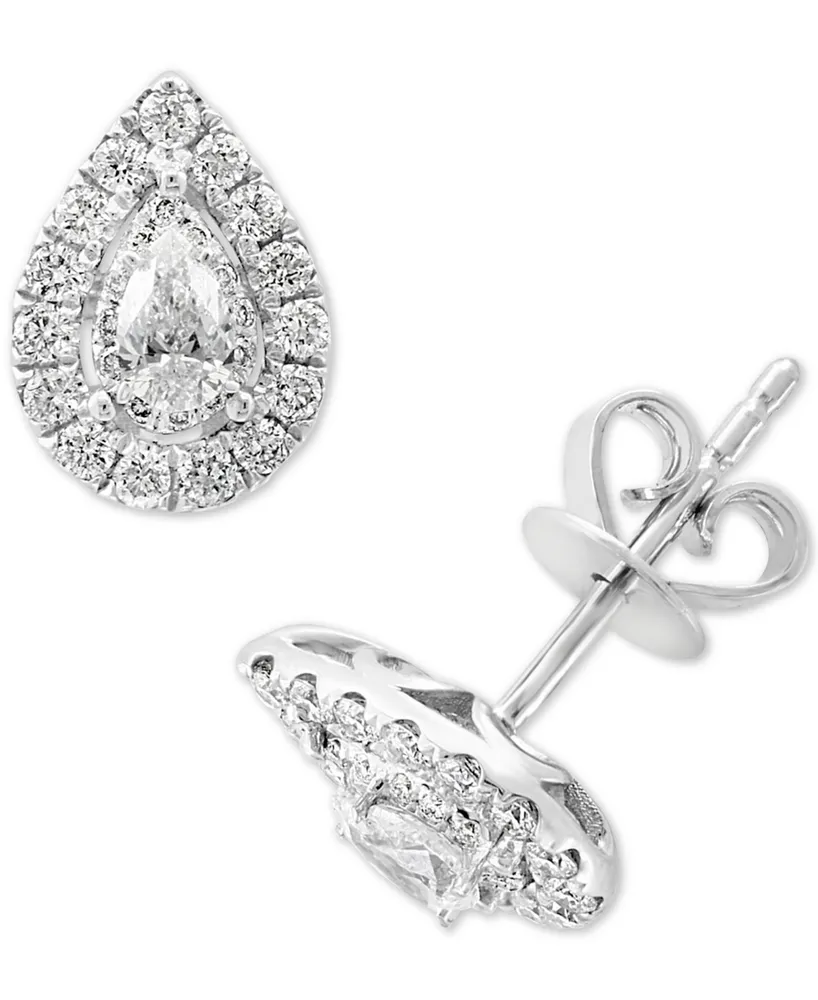 Effy Diamond Pear Halo Stud Earrings (1/2 ct. t.w.) in 14k White Gold