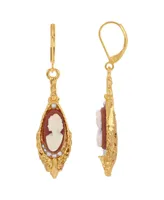 2028 14K Gold-tone Carnelian Cameo Drop Earrings