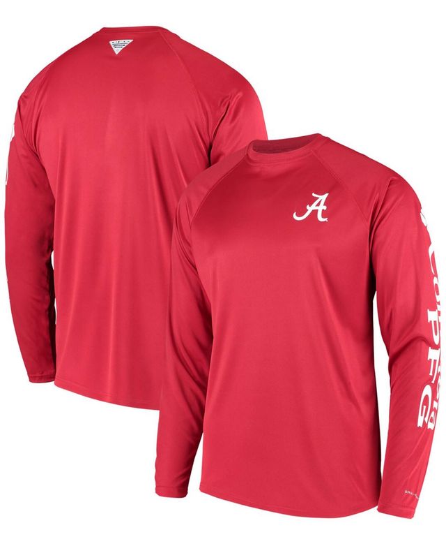 Men's Pfg Crimson Alabama Tide Terminal Tackle Omni-Shade Long Sleeve T-shirt