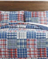 Nautica Raeford Blue Cotton Reversible 3 Piece Quilt Set