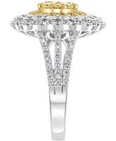 Effy Yellow & White Diamond Flower Ring (1-3/4 ct. t.w.) in 14k White & Yellow Gold