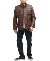 Men's Faux Leather Four Pocket Field Jacket