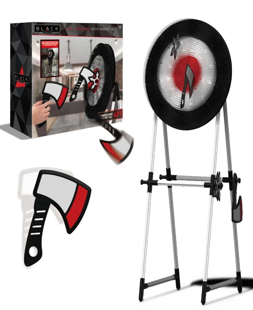 Black Series Axe Throwing Target Set-3 Plastic Axes, Indoor/Outdoor