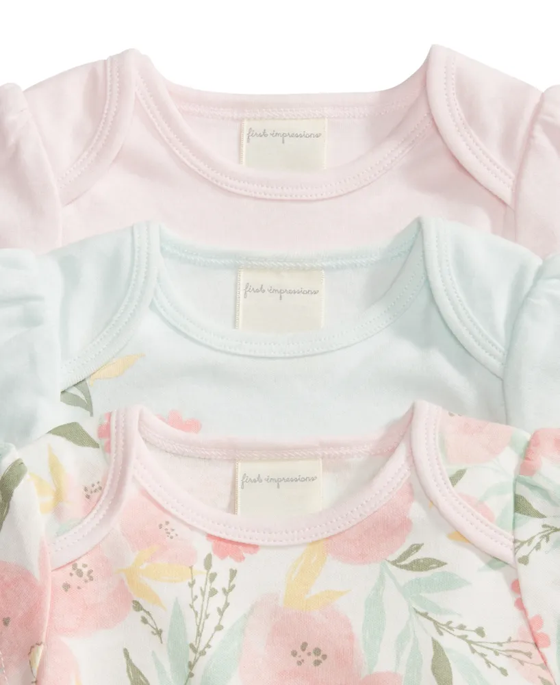 First Impressions Baby Girls Bodysuits, Pack of 3, Created for Macy's