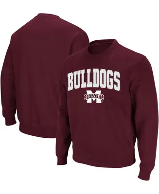 Men's Maroon Mississippi State Bulldogs Arch Logo Tackle Twill Pullover Sweatshirt