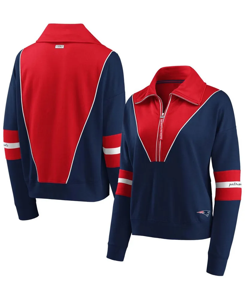 Women's Navy New England Patriots Half-Zip Jacket