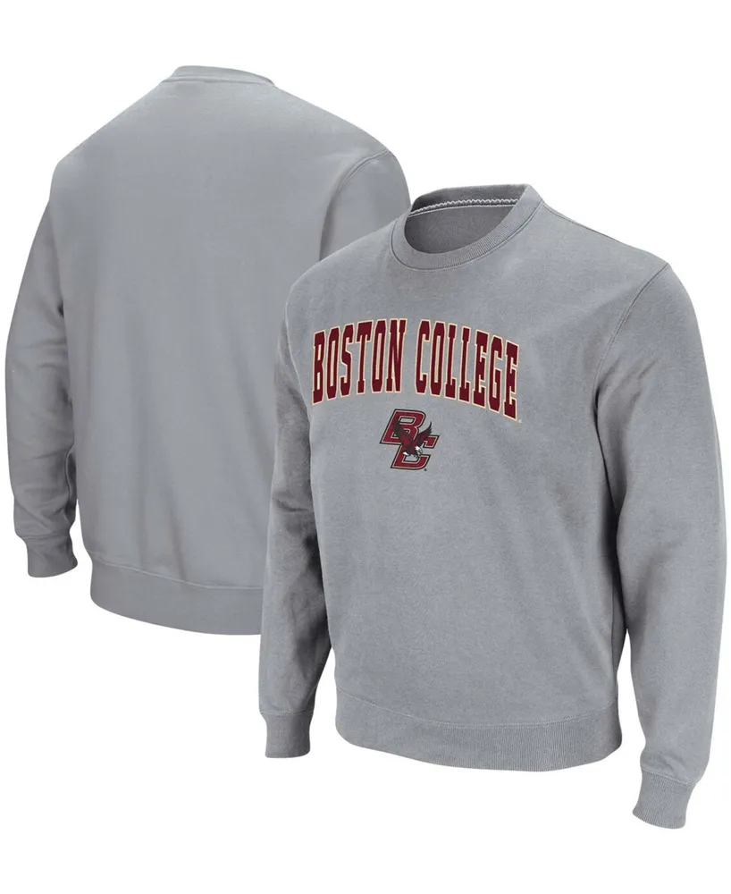 Men's Heather Gray Boston College Eagles Arch Logo Tackle Twill Pullover Sweatshirt