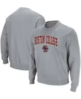 Men's Heather Gray Boston College Eagles Arch Logo Tackle Twill Pullover Sweatshirt