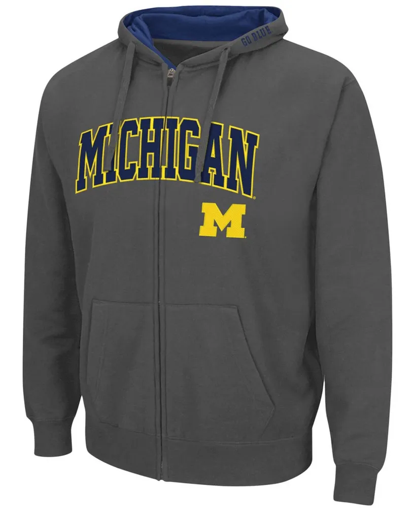 Men's Charcoal Michigan Wolverines Arch Logo 3.0 Full-Zip Hoodie