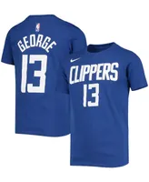 Big Boys Paul George Royal La Clippers Logo Name Number Performance T-shirt