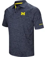 Men's Heather Navy Michigan Wolverines Down Swing Polo Shirt