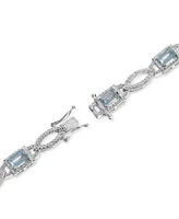 Aquamarine (3-1/3 ct. t.w.) & Diamond (1/20 ct. t.w.) Open Link Bracelet in Sterling Silver