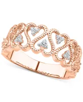 Diamond Openwork Heart Ring (1/10 ct. t.w.) in Sterling Silver or 18k Rose Gold-Plated Sterling Silver