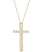 Diamond Cross 18" Pendant Necklace (1/4 ct. t.w.) in 10k Gold, 16" + 2" extender