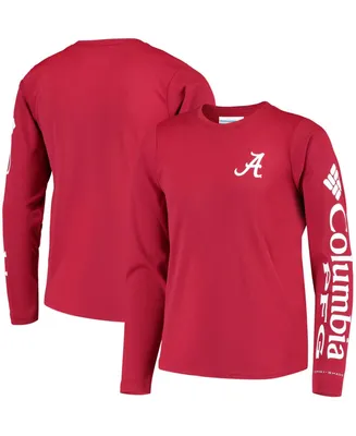 Big Boys Crimson Alabama Tide Pfg Terminal Tackle Long Sleeve Omni-Shade T-shirt