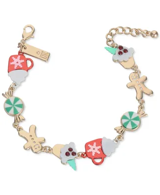 Holiday Lane Gold-Tone Multicolor Dessert Charm Bracelet, Created for Macy's