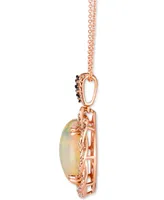 Le Vian Neopolitan Opal (4-1/2 ct. t.w.) & Diamond (3/4 ct. t.w.) Braided Halo 18" Pendant Necklace in 14k Rose Gold