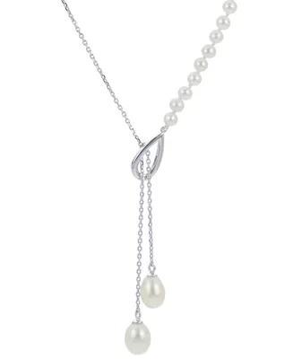 Cultured Freshwater Pearl (4-4-1/2mm & 7-7-1/2mm) 18" Lariat Necklace in Sterling Silver