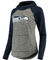 Women's Heathered Gray-College Navy Seattle Seahawks Championship Ring Pullover Hoodie - Heather Gray