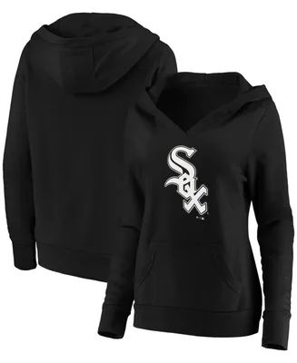 Plus Black Chicago White Sox Official Logo Crossover V-Neck Pullover Hoodie